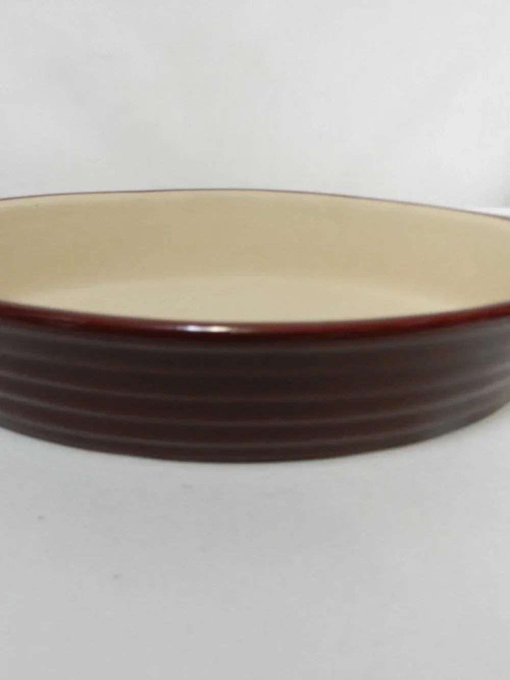 Pampered Chef Vintage Small Oval Stoneware Bakeware ovenware beige 9.5